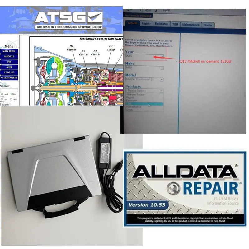 Alldata 10.53 mit-hell ondemand 2015 ASTG 2012 software in 1TB HDD installed well on toughbook laptop cf52 4G Repair diagnosis