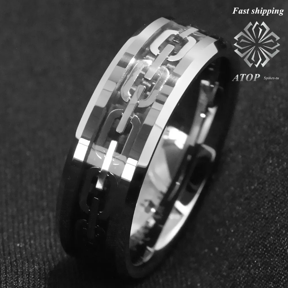 NEW 8Mm 925 sliver men\'s jewerly chain center Tungsten Carbide Ring Wedding Band Customized Jewelry Free Shipping