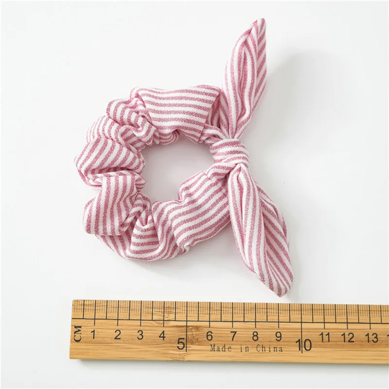 Bunny Ears Hair Scrunchies Elastic Hair Bands Striped Hair Ties Bowknot Scrunchie Sweet Ponytail Holder Girls Hair Accessories