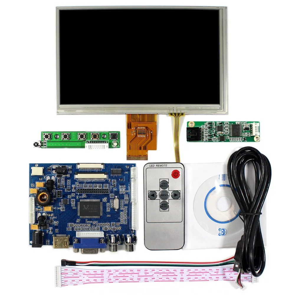 HD MI VGA 2AV Audio LCD Control Board+7inch 1024x600 AT070TNA2 LCD With Touch Panel