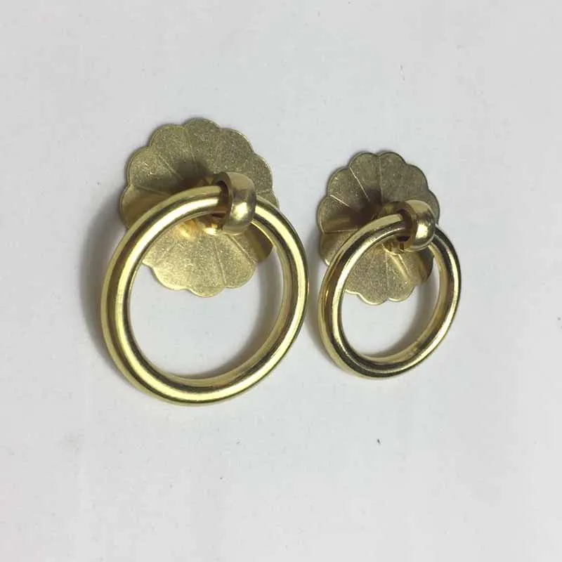 10pcs Vintage\Gold Drawer Dresser Knobs Cabinet Jewelry Box Circular Ring Mini Pulls Wardrobe Door Furniture Door Handles