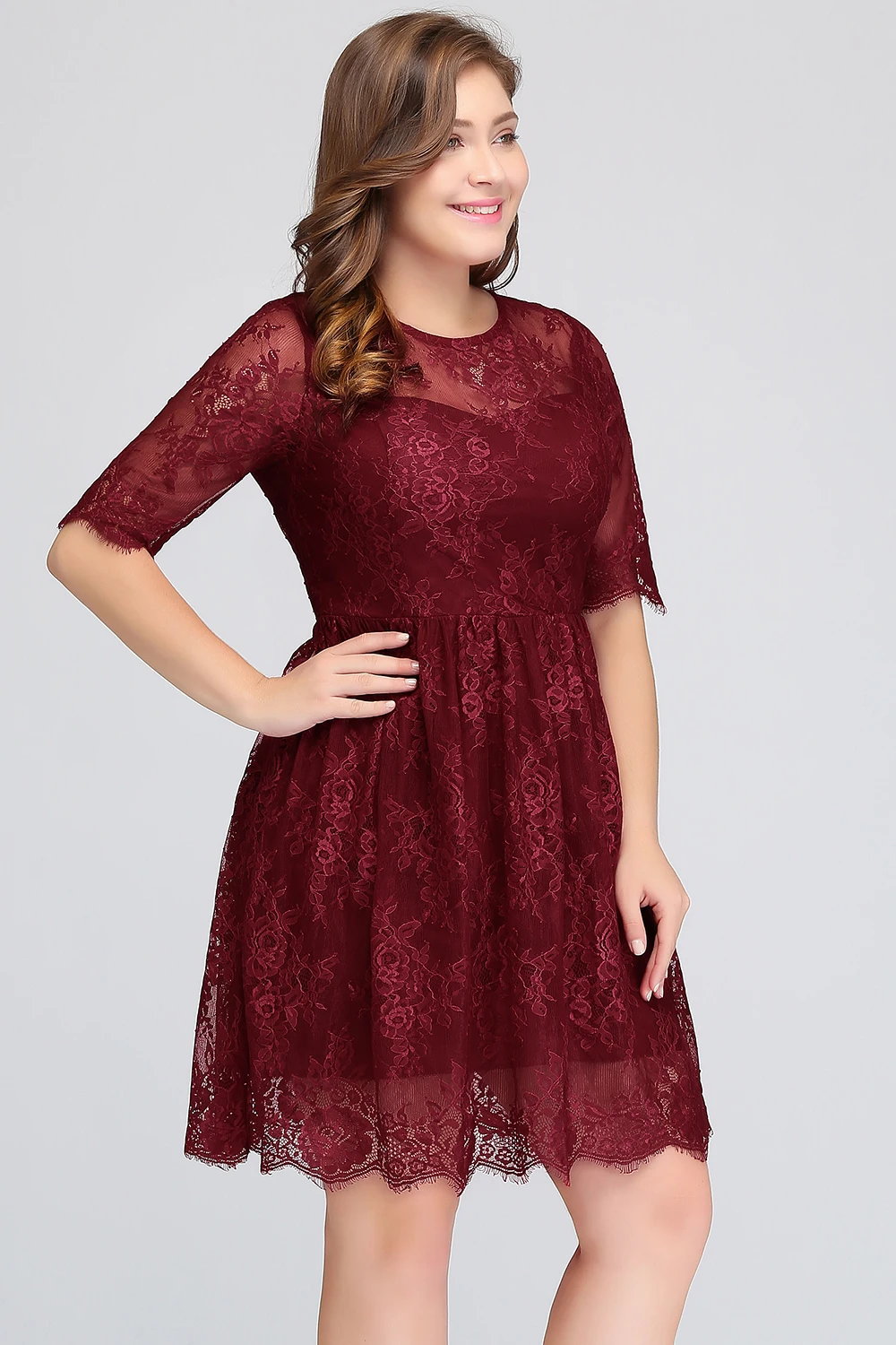 Robe De soirée courte, Sexy, grande taille, bordeaux, bon marché