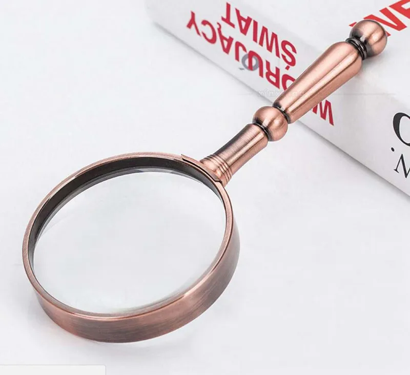 6X Handheld Metal Magnifier Reading newspapers 6 times magnifying glass antique jade observation testing for old Man or children