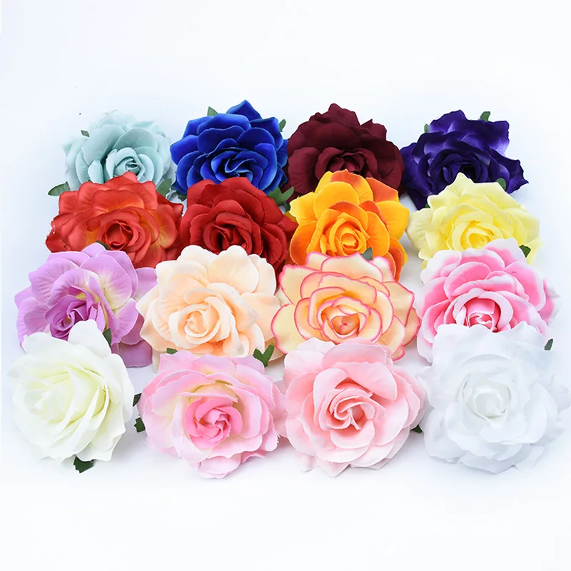 10CM High Quality Silk Roses Flower Wall Wedding Home Decor Christmas DIY Brooch Bridal Accessories Clearance Artificial Flowers