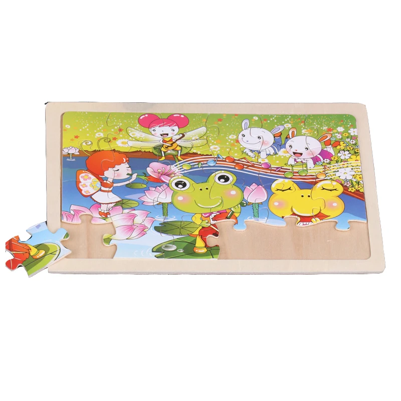 High quality  22.5 * 15 cm wooden large 24 cartoon animal baby puzzle children wooden educational toys girl boy