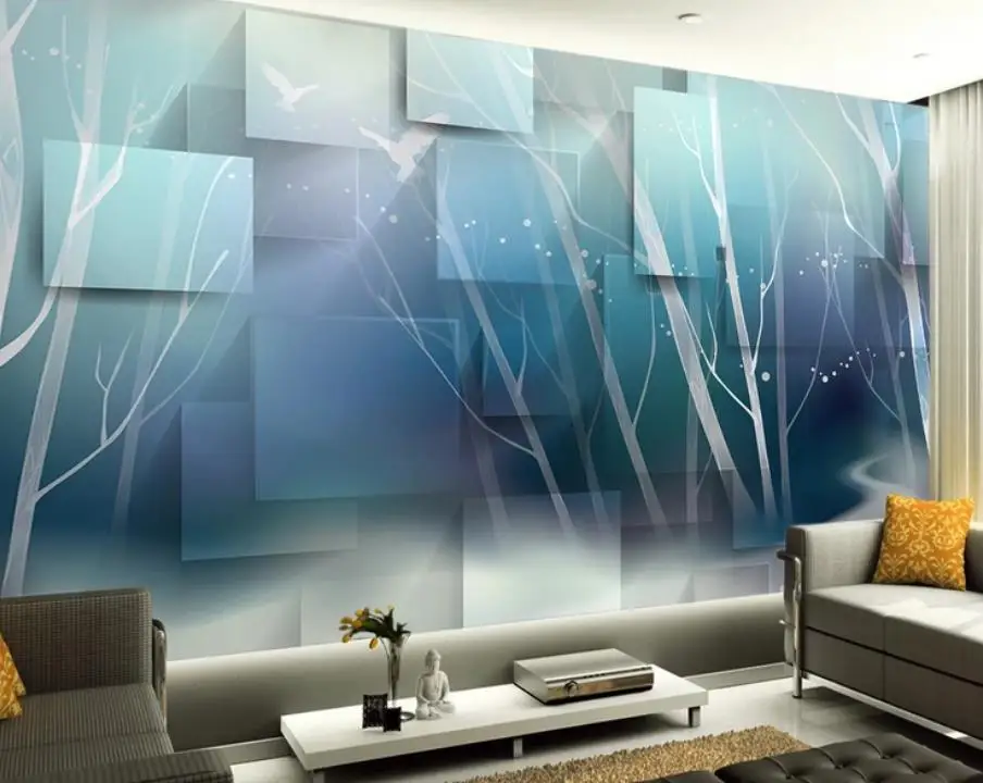 

Custom 3d Mural Wallpaper Woods bird abstract tree trunk 3D TV background wall Home Decor Living Room Wall Covering