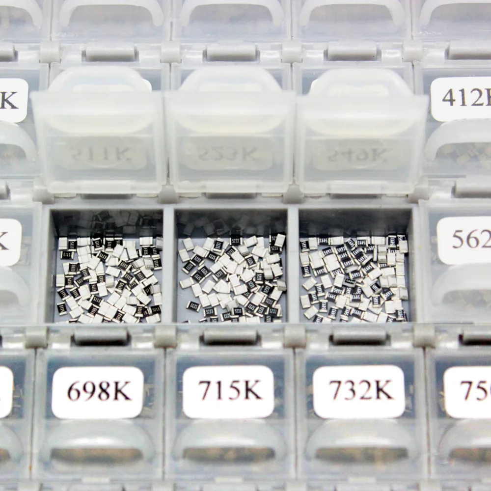 AideTek SMD SMT 0805 1% E96 Resistor Kit 491 Values 100pc/value 4 BOX-ALL ROHS resistor storage box plastic part box R08E96100