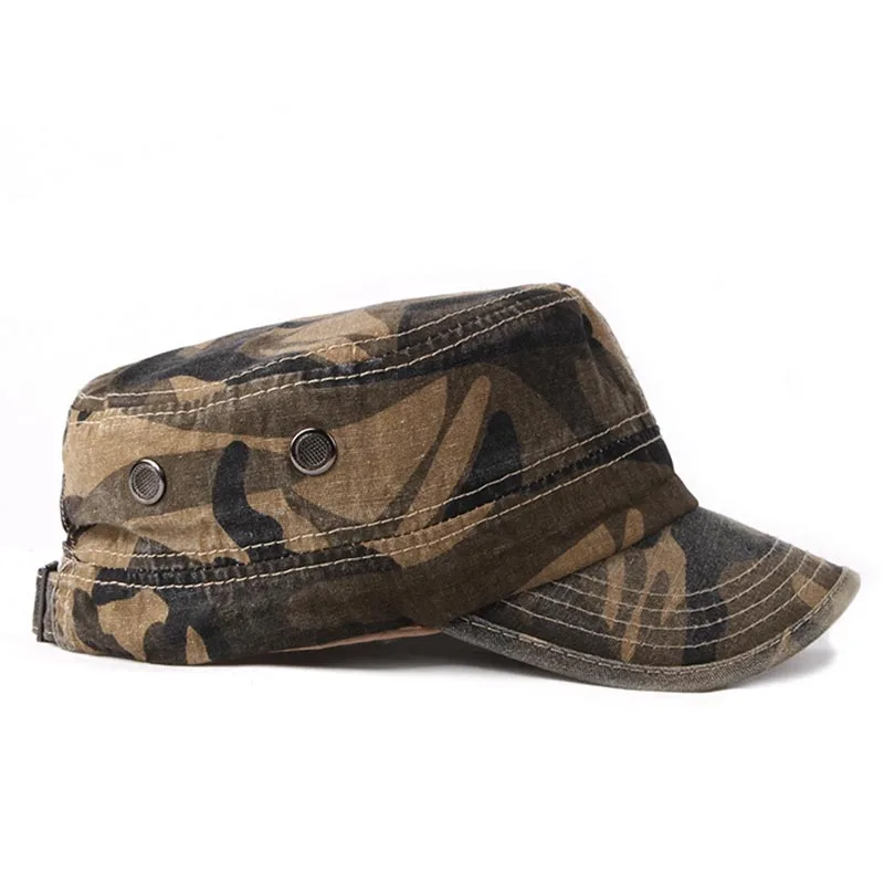 Military Hat Men Classic Camouflage Military Caps Army Cadet Hats Casual Cotton Adjustable Baseball Cap Flat Top Hat