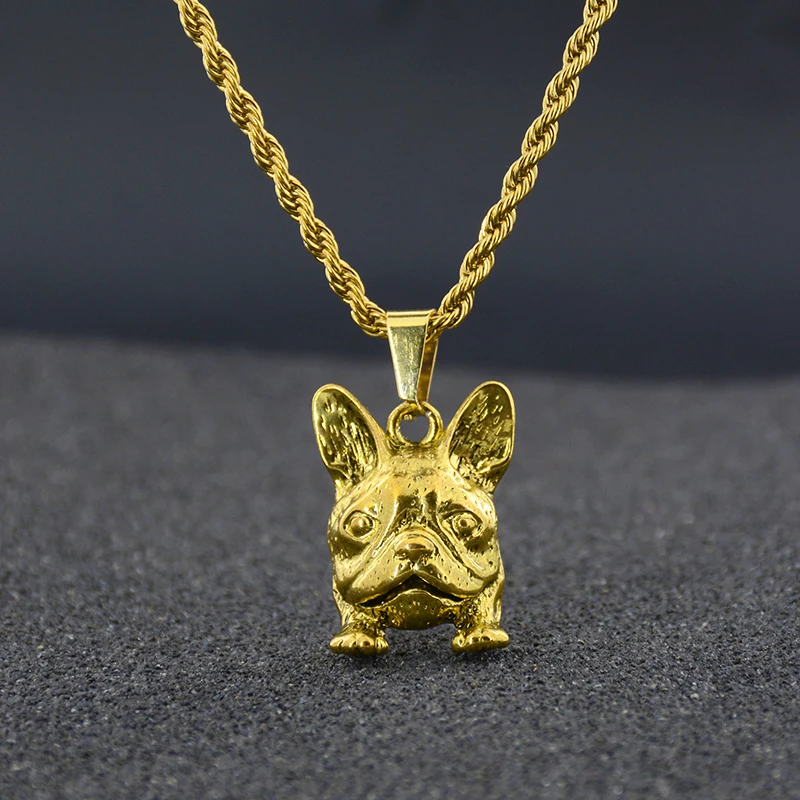 New Vintage Silver Plated French Bulldog Necklaces For Women Punk Dog Couple Necklace Men Accessories Minimalist Jewelry