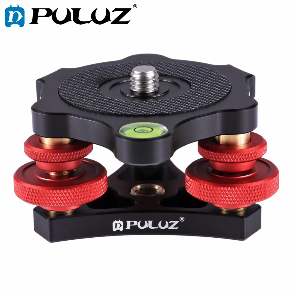 PULUZ DSLR Camera Leveling Base Head Tri-wheel Aluminum Alloy Adjustment Dials Leveling Base Ball Head for Camera Tripod Head