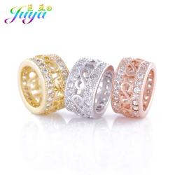 Beading Jewelry Findings Pave Zircon Big Hole Infinity Metal Charm Beads Accessories For Women Men Natural Stones Jewelry Making