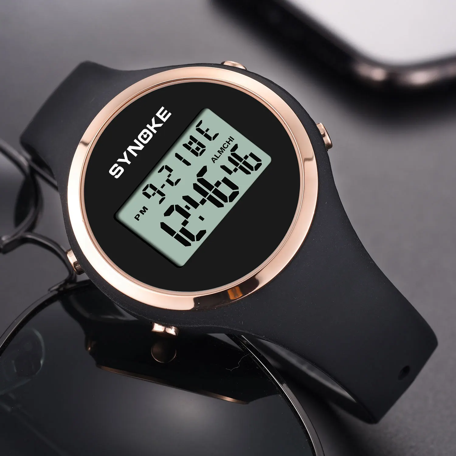 SYNOKE Women Watch 38mm Digital Watches Sports Silicone Strap Waterproof Ladies Clock