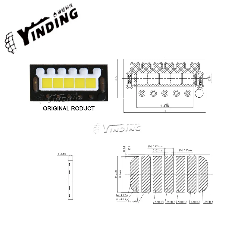 5PCS OSLON HLL531 27W high power led lamp beads 6000K Cold white light Car headlight light source Automotive LED dual lens wick