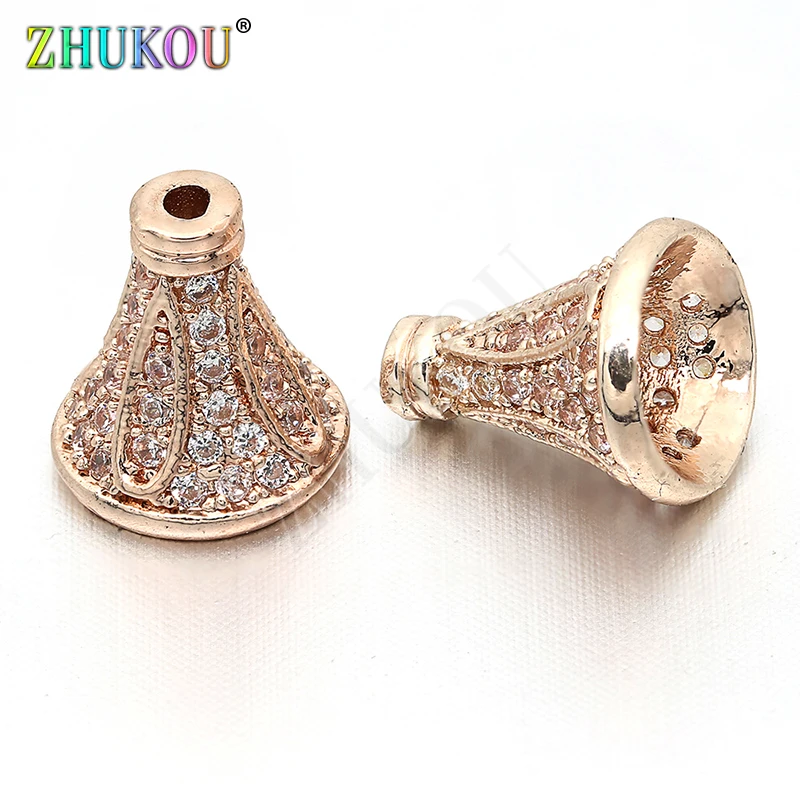 8*9mm Brass Cubic Zirconia Bead Caps DIY Women Necklace Pendant Jewelry Accessory Findings, Model: VH2