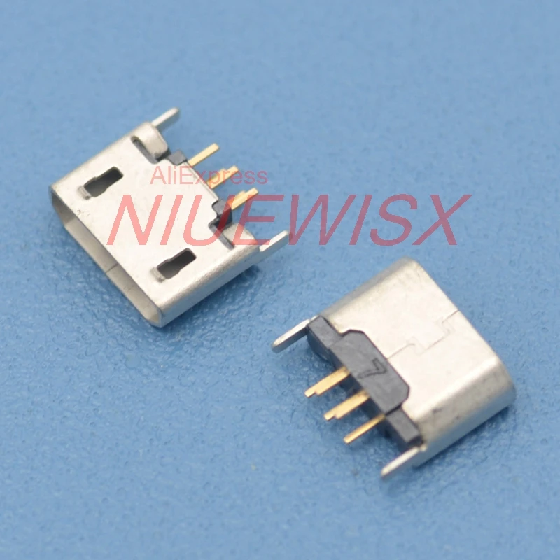 100pcs Flat Mouth MICRO USB Vertical 5pin 180 degrees connector For Mobile phone Mini USB 5pin jack 5P Direct plug-in connector