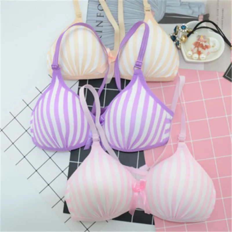 New Summer Girl Training Bras Striped Kids Girl Bra Teenage Underwear Thin Cup Top Youth Small Breast Bra For Children