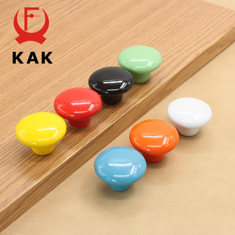 

KAK Candy Color Round Furniture Knobs Ceramic Drawer Knobs Cabinet Pulls Kitchen Handle Furniture Handle for Kids Room Hardware