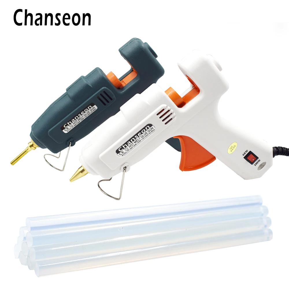 Chanseon ue 60w 100w quente melt pistola de cola com 11mm diâmetro cola varas armas industriais thermo elétrica temperatura calor ferramenta