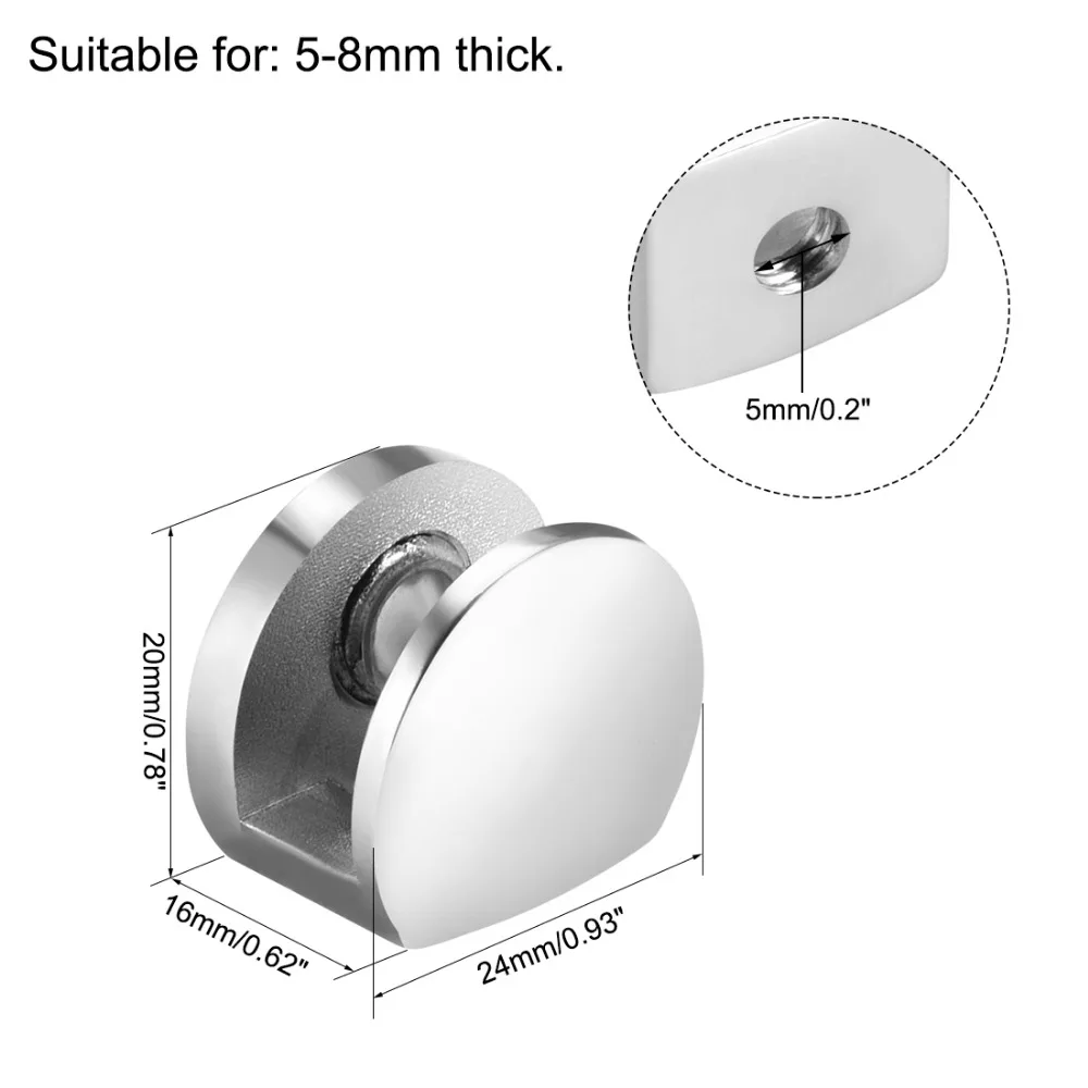 

Uxcell 4Pcs 24 x 16 x 20mm Glass Shelf Bracket Suitable for 8-10mm Thick Glass Acrylic Zinc Alloy Glass Clamp Clip Holder New