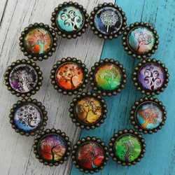 1x American Retro Cabinet Drawer Handle Glass & Zinc Alloy Wardrobe Kitchen Handle and Knobs Tree Theme