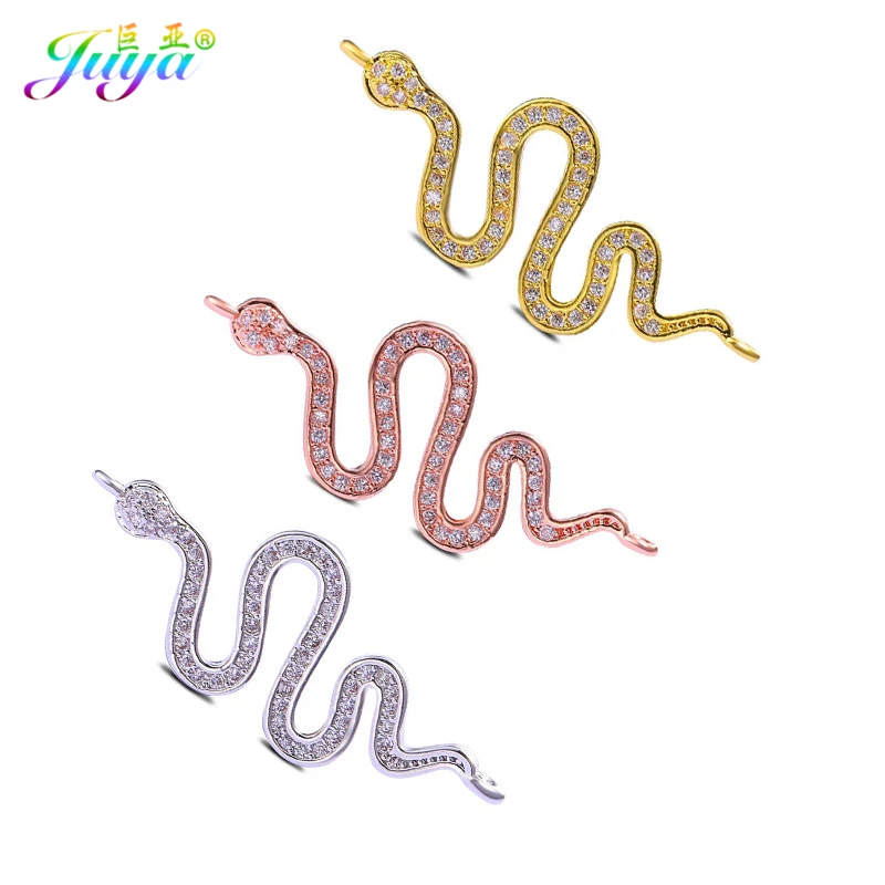 Juya Wholesale Talisman Jewelry Findings Gold/Rose Gold Charms Snake Connectors For DIY Bracelet Earrings Jewelry Making