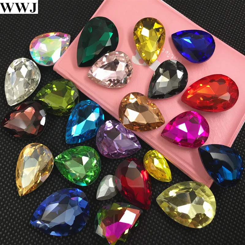 128pcs 13x18mm Pointback Pear Drop Crystal Fancy Stone Teardrop / Droplet Glass Crystals For Jewelry Making ,DIY Accessory