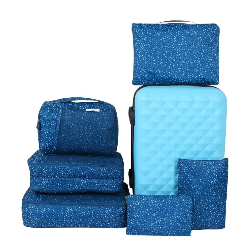 

New Waterproof Oxford Printing Travel Storage Bag Set 6 Sets Tourism Luggage Organizer Clothing Cosmetics Bags Portable