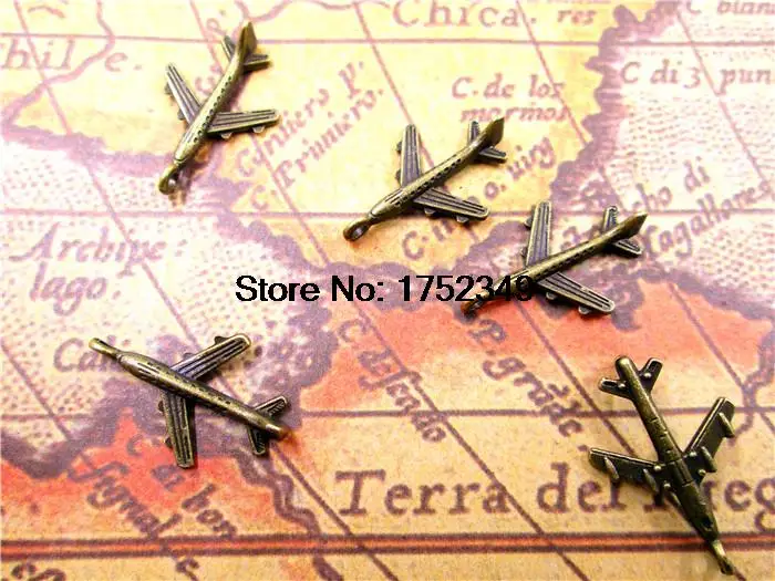 

40pcs- Airplane Charms, Antique bronze Mini Aircraft plane charm pendants 22x15mm