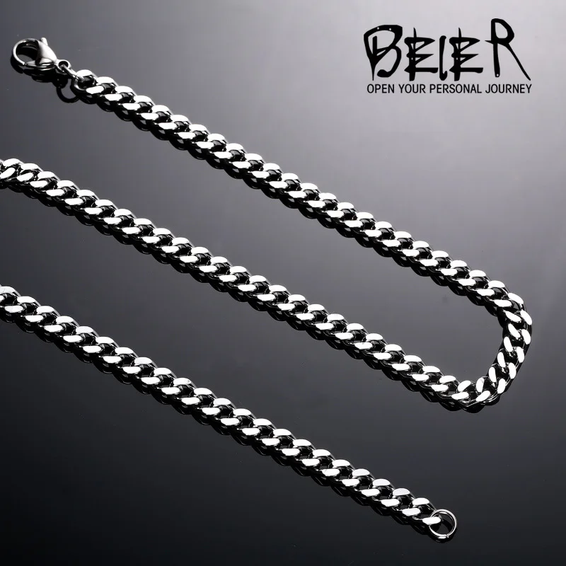 Beier stainless steel necklace top quality high polished  twist 4mm/6mm trendy chain necklace boy man necklace  BN1029