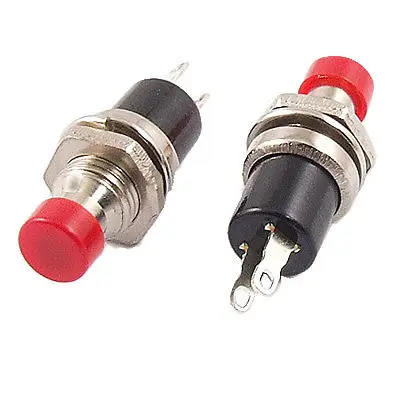 10 pcs Red 2 Pin SPST Off-(On) N/O Round Momentary Push Botton Switch 1A 250V AC