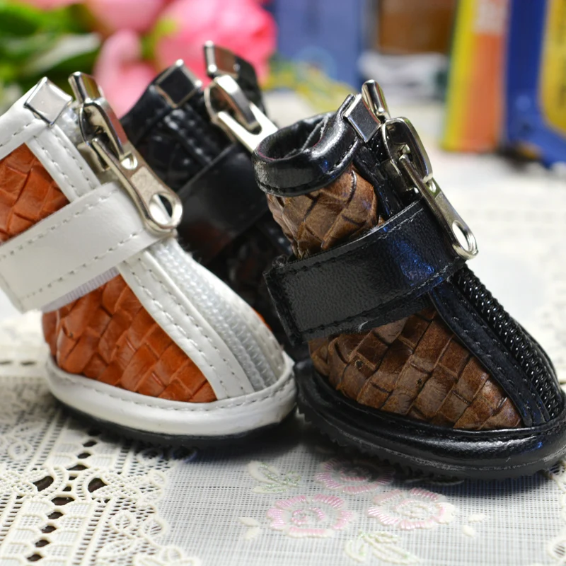 4pcs/set Red/Yellow/Coffee/Black Grid Weave Big Dog Shoes 8931 XL/XXL/XXXL Animal Pet Puppy Cat Accessories Products