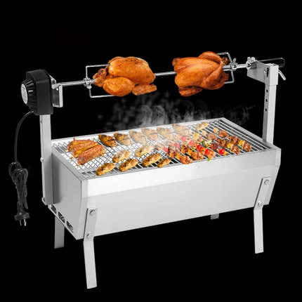 Large Stainless Steel BBQ Grill Charcoal Pig Spit Roaster Rotisserie Barbeque Chicken Duck Oven