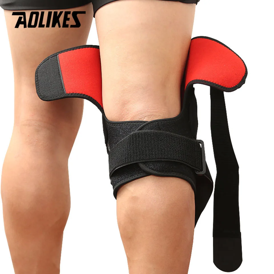 AOLIKES 1PCS Hiking Cycling Knee Support Protector With Removeble Aluminum Plate 4 Straps For Mountaineering Knee Joint Restore