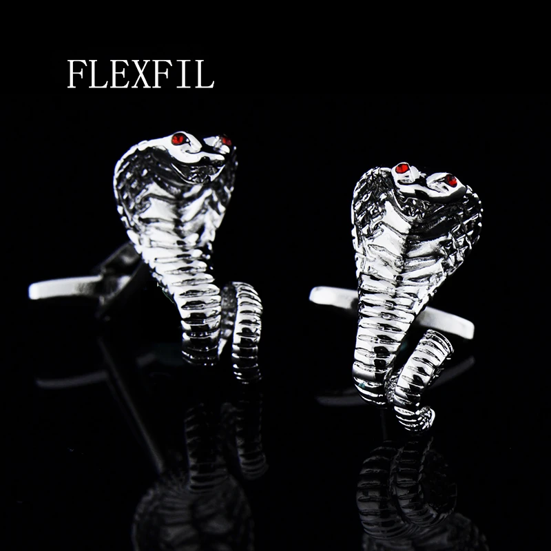 FLEXFIL Jewelry french shirt cufflink for mens Brand designer Cuffs link snake Button male High Quality cobra Wedding gemelos