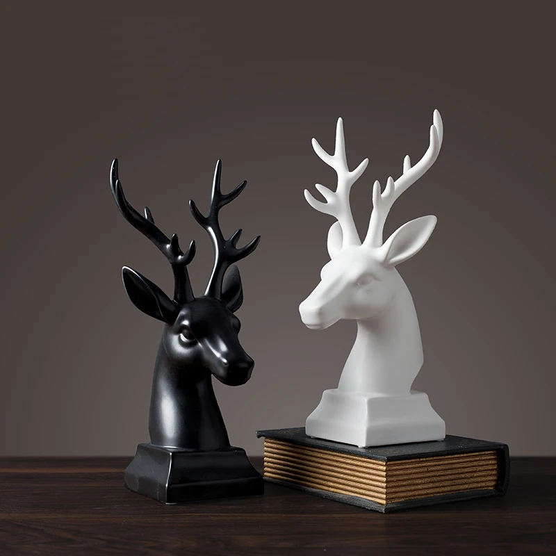 

Unique deer head ceramic craft statue Exquisite art animal ceramic living room furnishings Home Decoration