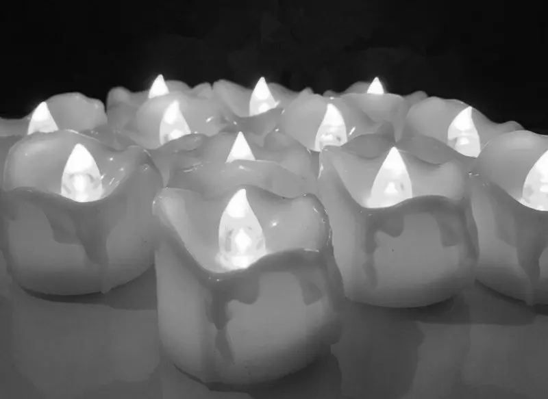 24pcs/Lot Flickering Flameless LED Tea Light dipped Wax Dripped Battery Operate Candles drop tear Wedding Xmas Home Party-WHITE