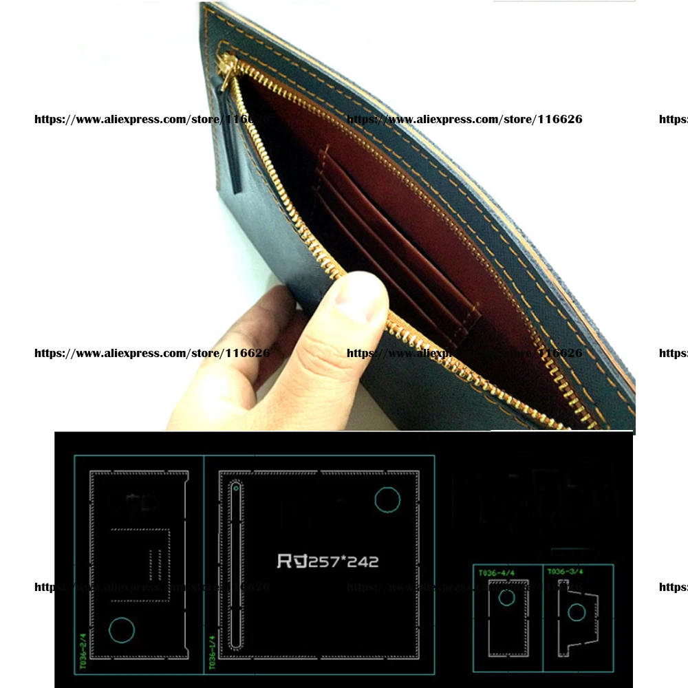 

DIY leather craft women zipper inner pocket simple bag die cutting knife mould template hand punch tool 4pcs/set