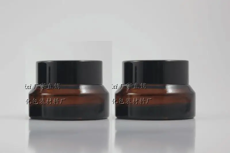 

15g brown/amber glass cream jar with black aluminum lid, 15g cosmetic jar,packing for sample/eye cream,15g mini glass bottle