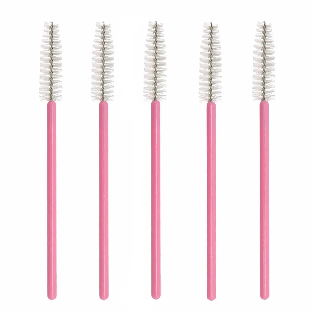 Brosse à sourcils et cils rose, peigne, baguettes de Mascara, outil d'extension de cils, beauté professionnelle, plastique et Nylon, 1000 pièces