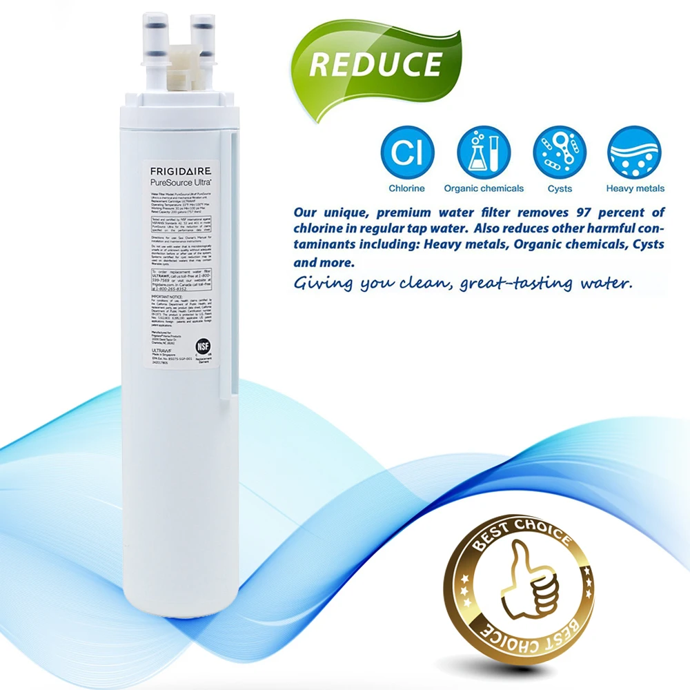 Frigidaire Ultrawf pusource 1 냉장고 얼음 및 물 필터 2 개용 물 필터 교체용, 탄소 필터/많은