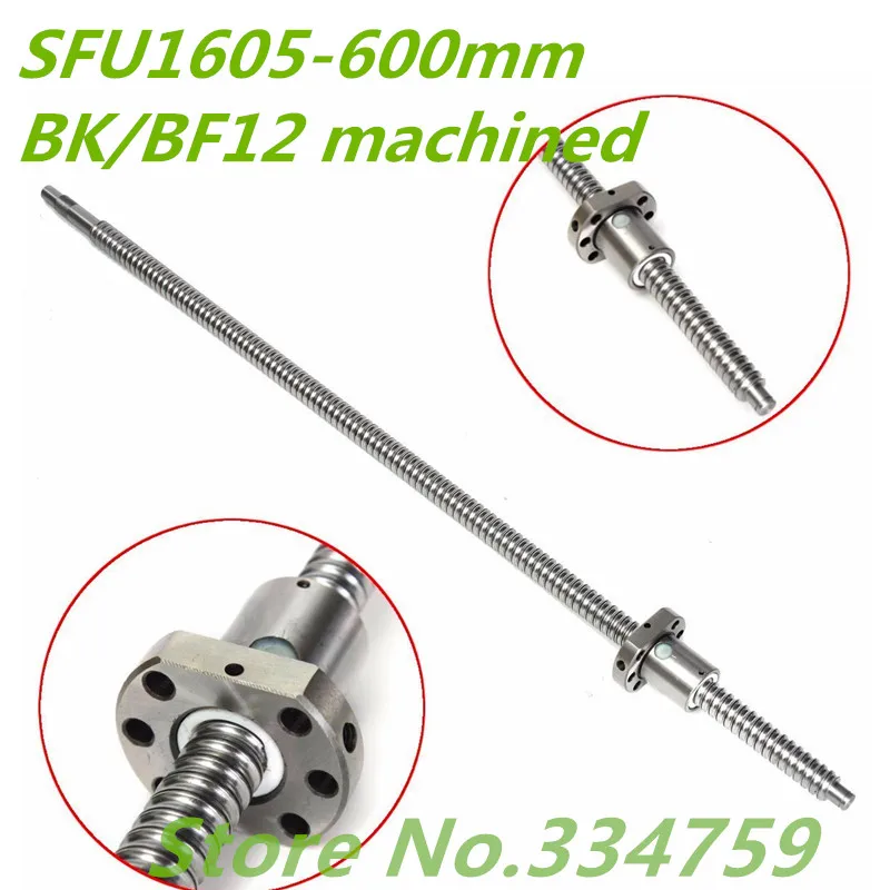 

Бесплатная доставка 16 мм SFU1605 600 мм рулонный шариковый винт 1 шт. SFU1605 L 600 мм с 1 шт. 1605 шариковая гайка CNC части BK/BF12 Концевая обработка