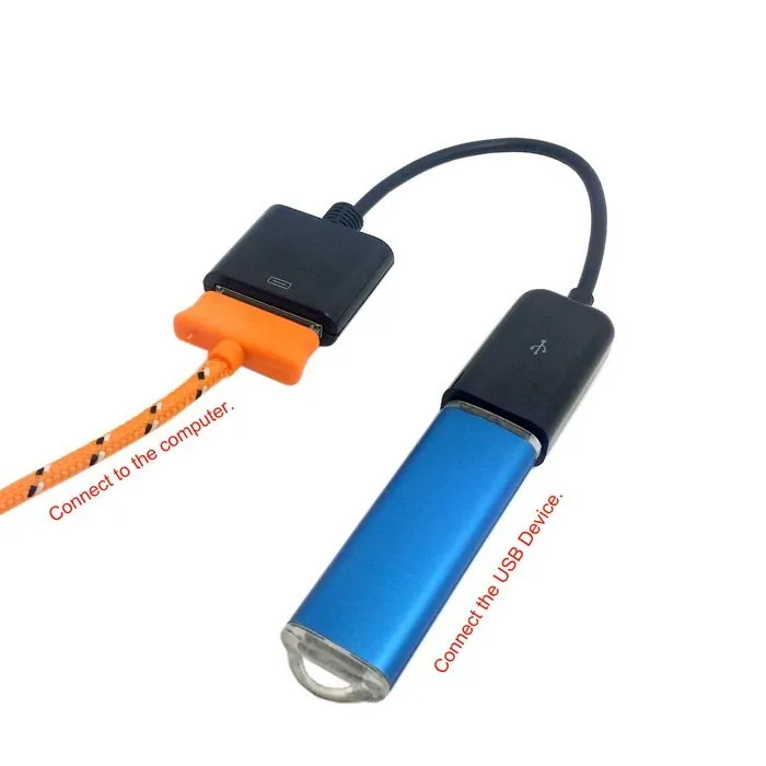 Black & White Dock 30-pin Female To USB 2.0 Female Data Charge 30P Cable 10cm