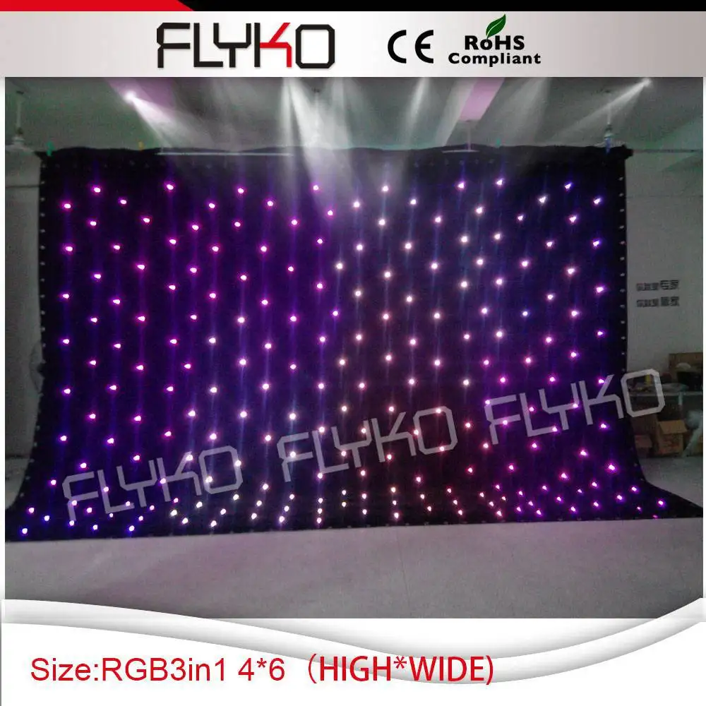 Free shipping 4M*6M RGB 3 in 1 led cloth curtain 2% spare parts