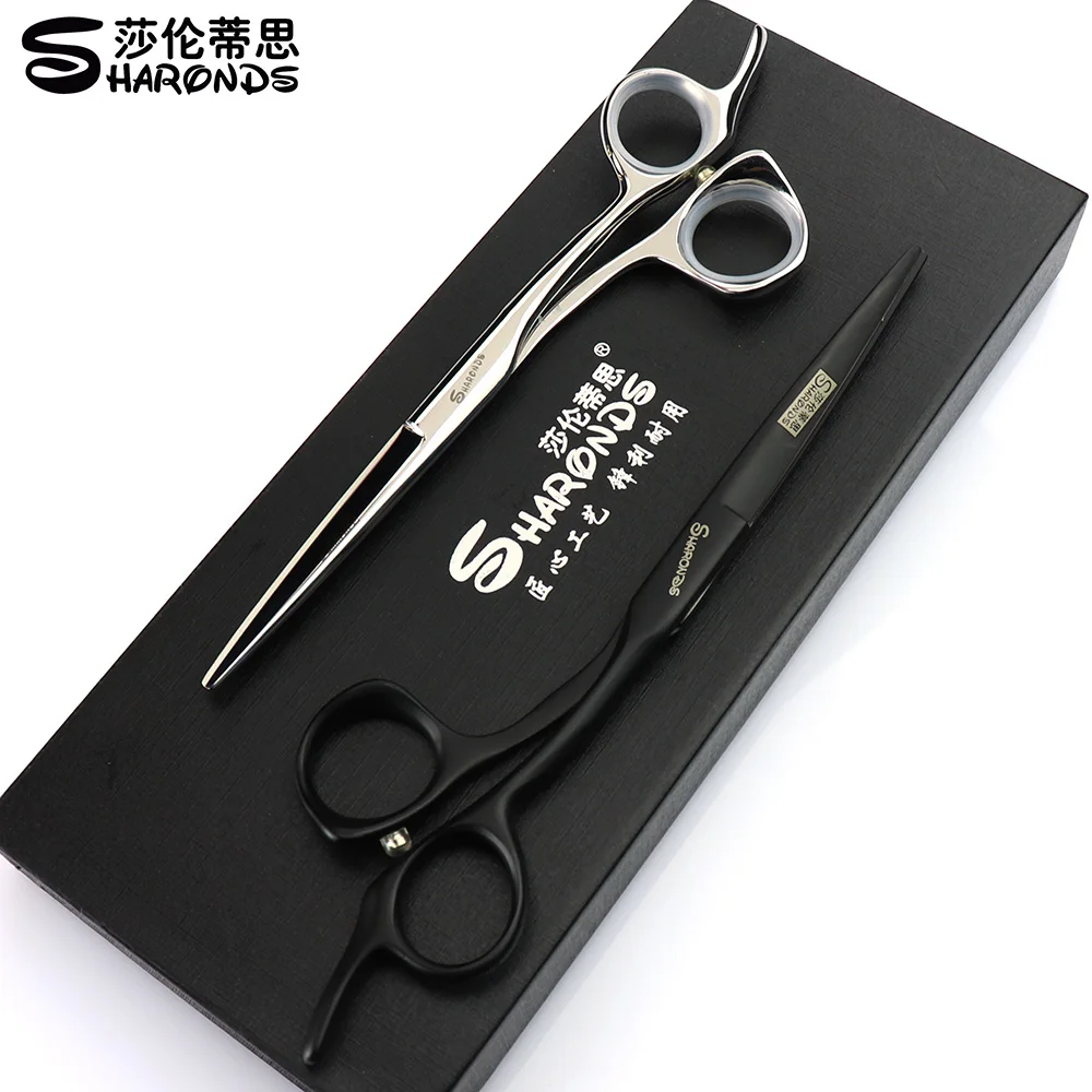 Sharonds black silver Japan 440c5.5/6/6.5 inch stainless steel cutting scissors professional hairdresser scissors hair scissors