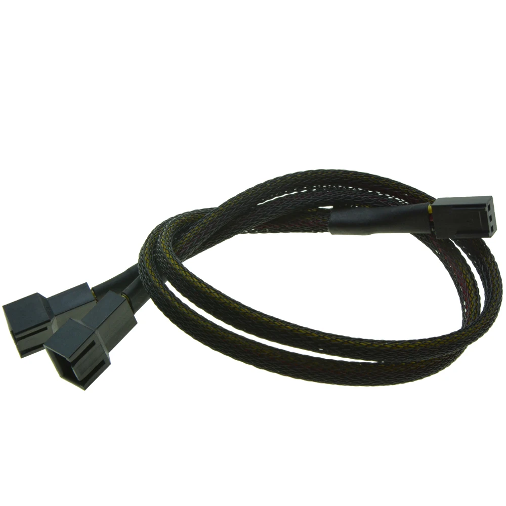 12V 3 Pin Fan PWM 1 to 2 way Power supply Extension Cable Y Splitter Port Multiplier Computer Pump Fan 24AWG wire with sleeved