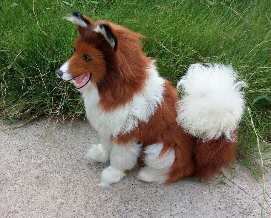 large 30x25cm Rough Collie, shepherd dog model,polyethylene&furs handicraft Figurines home decoration toy gift a2634