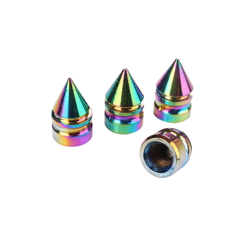 4PCS Neon lights Color Aluminum Car tire valve caps Bullet Car Truck Air Port Cover Tire Rim Valve Wheel Stem Cap