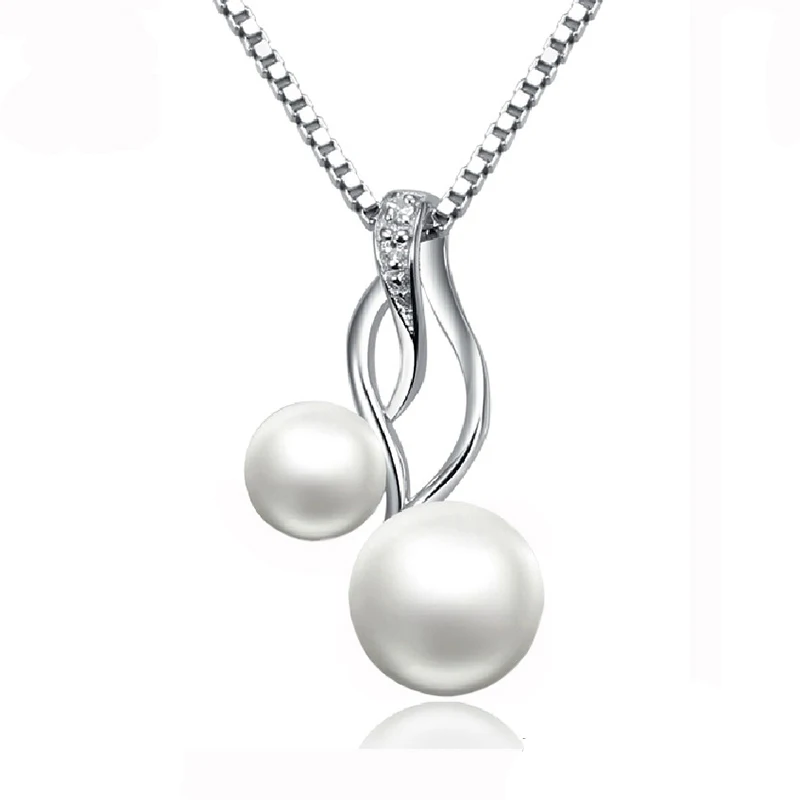 Cherry Design Natural Pearls Pendant Charm 925 Sterling Silver Chain Necklce Best Gift Hot Sale Mother Girl Womens Fine Jewelry