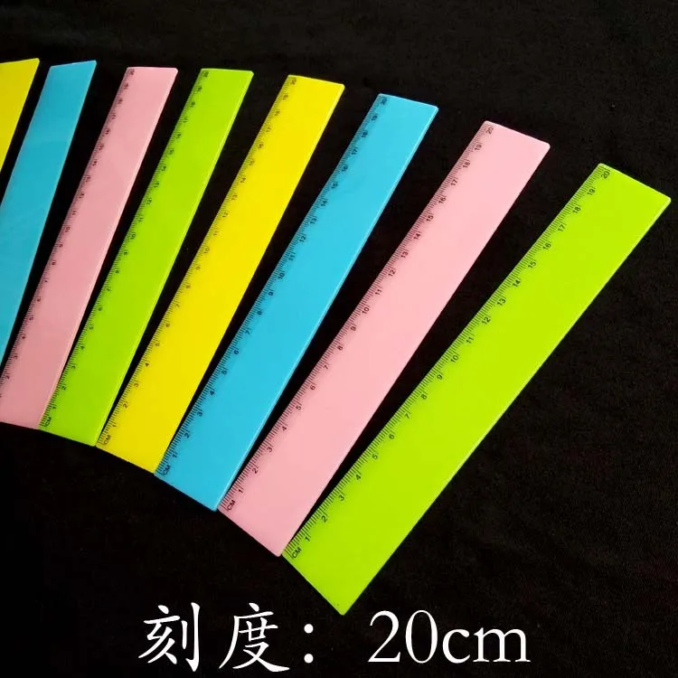 2PCS/lot Candy-Colored Students 20cm Ruler Solid Color Hard Straight Rulers Painting Stationery Small Kids Gifts  PH107