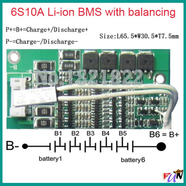 6S 10A  22.2V Li-ion BMS PCM  Battery Protection Board PCM With Balancing For Lawn Mower Lithium Ion